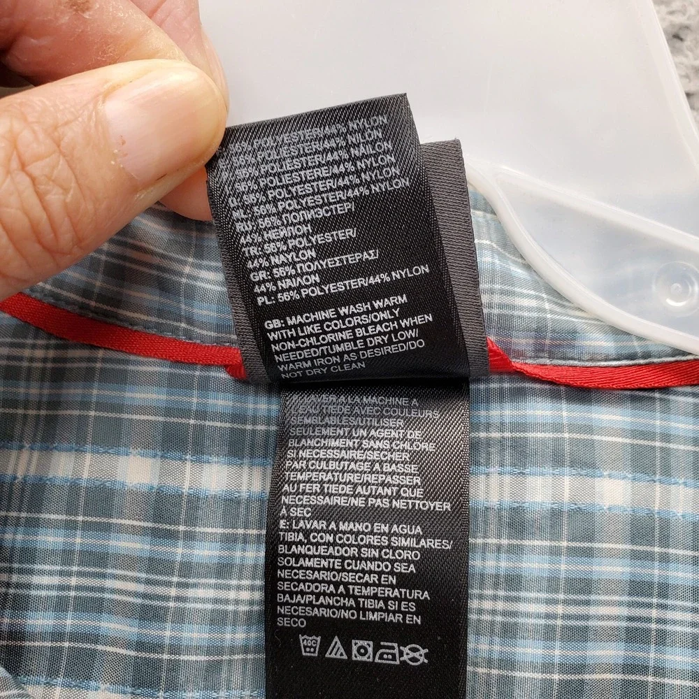 The North Face Button-Up Shirt Men Multi Plaid Spell Up Logo Chest Pocket Collar